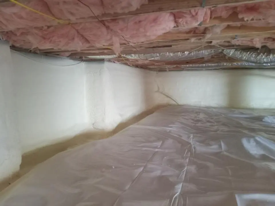 Crawl space encapsulation with closed-cell spray foam for Roof Waterproofing in Minnehaha